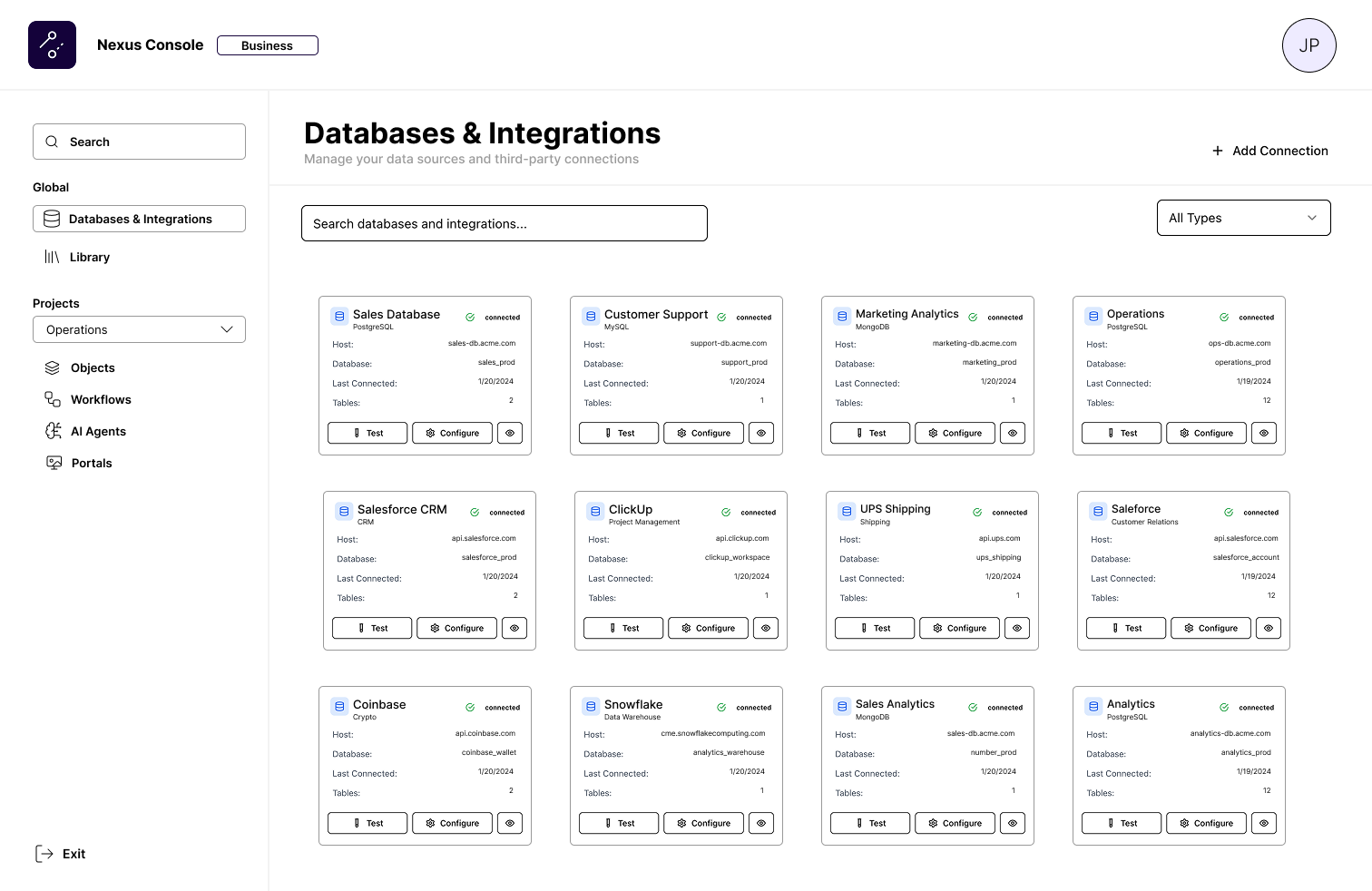 Nexus Databases and Integrations